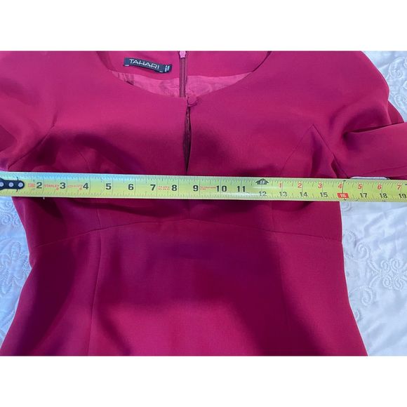 TARAHI NWOT Deep Red Long Sleeve Fitted Pencil Dress, Size 6 - Picture 13 of 16